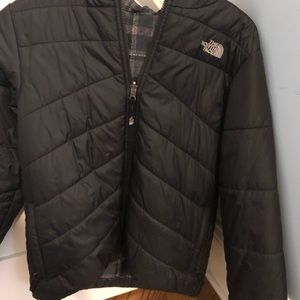 Boys North Face Reversible hooded down jkt